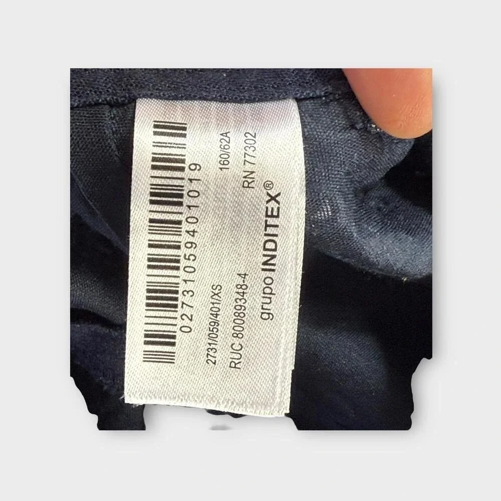 ZARA‎ WOMAN HIGH-WAIST WIDE-LEG EMBROIDERED CULOTTES PANT NAVY BLUE  S XS 28
